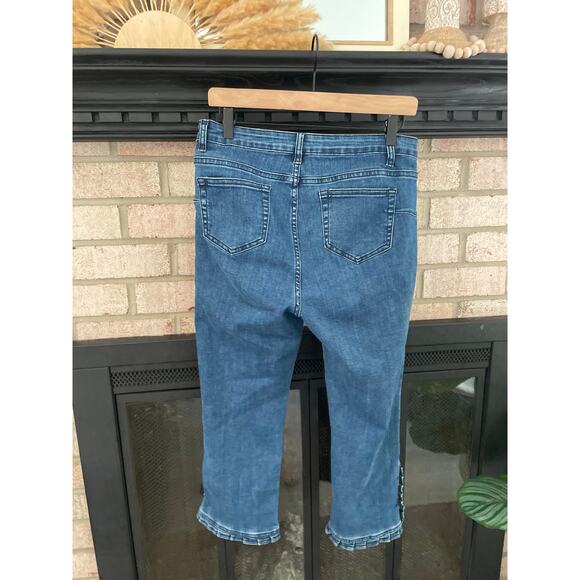 Soft Surroundings Arabella Ruffle Cropped Jeans Size 6 Petite Scallop Split Leg - Picture 7 of 9